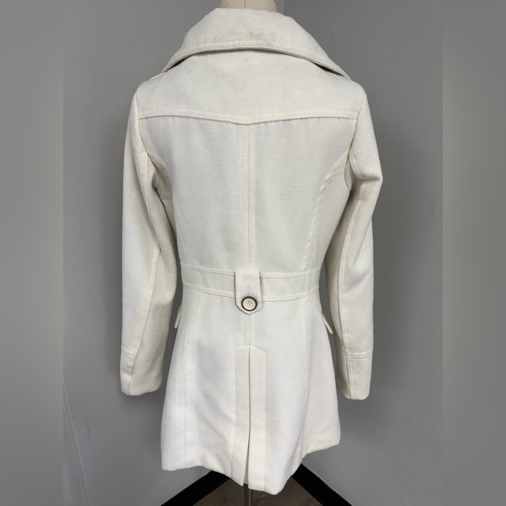 Joujou Women's Pea Coat Double Breasted, White Vintage,Tapered,Size Small - Picture 3 of 10